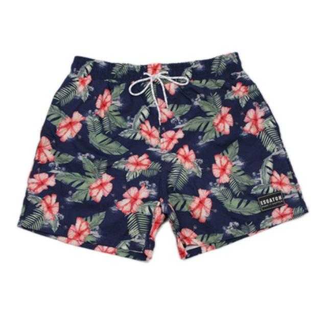 Floral Printed Design Men Quick Drying Summer Beach Shorts Casual Breathable Male Athletic Running Gym Swimwear Shorts