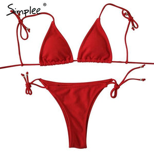 Simplee Push up padded summer beach wear bodysuit Strap tie up sexy bathingsuit female 5 color lycar backless swimwear bodysuit